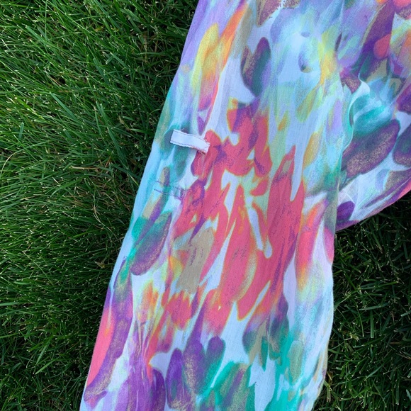 Lane Bryant cotton button down splash color blouse 14/16 - Picture 3 of 6